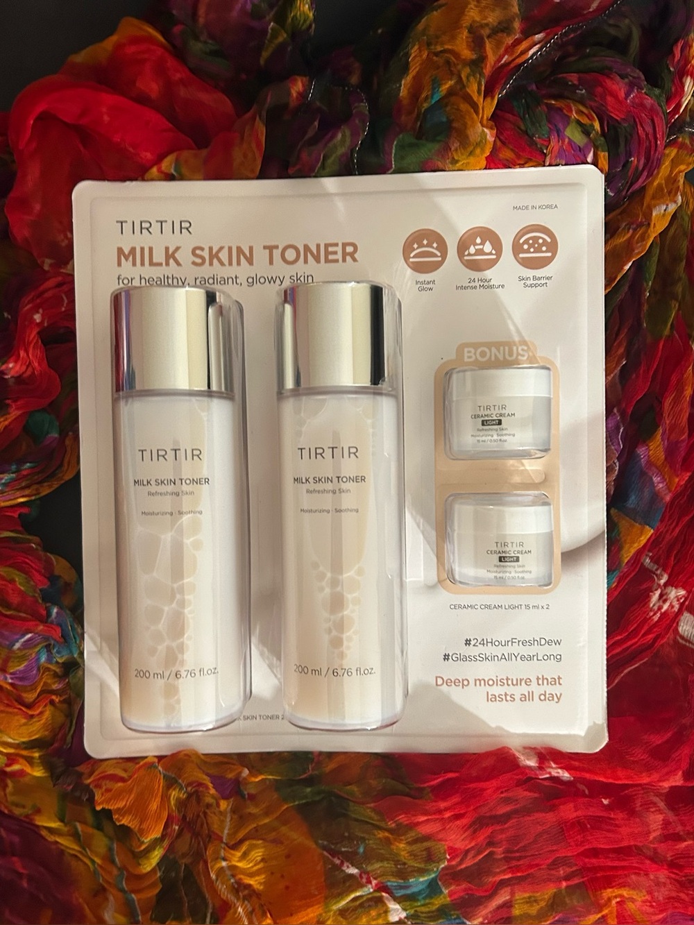 NEW 2 TIRTIR Milk Rice Skin Toner 200ml 6.8 oz + 2 Ceramic Cream 15 ml